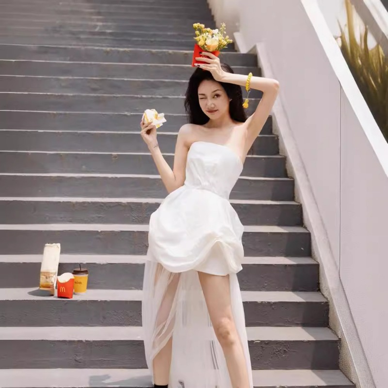 French White Strapless Morning - Photography Lighting ulasan dan harga