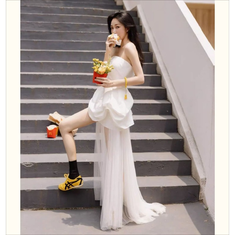 French White Strapless Morning - Photography Lighting ulasan dan harga