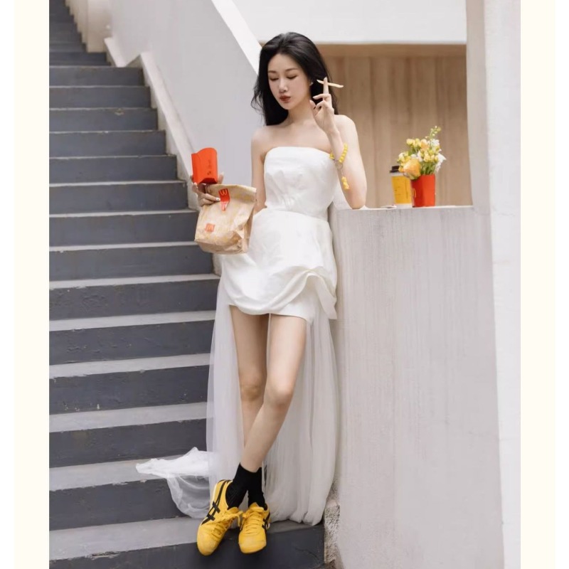 French White Strapless Morning - Photography Lighting ulasan dan harga
