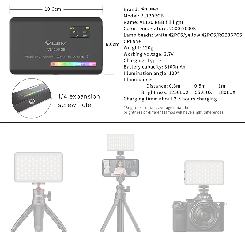 2026 New120 RGB Pocket Fill Li - Photography Lighting ulasan dan harga