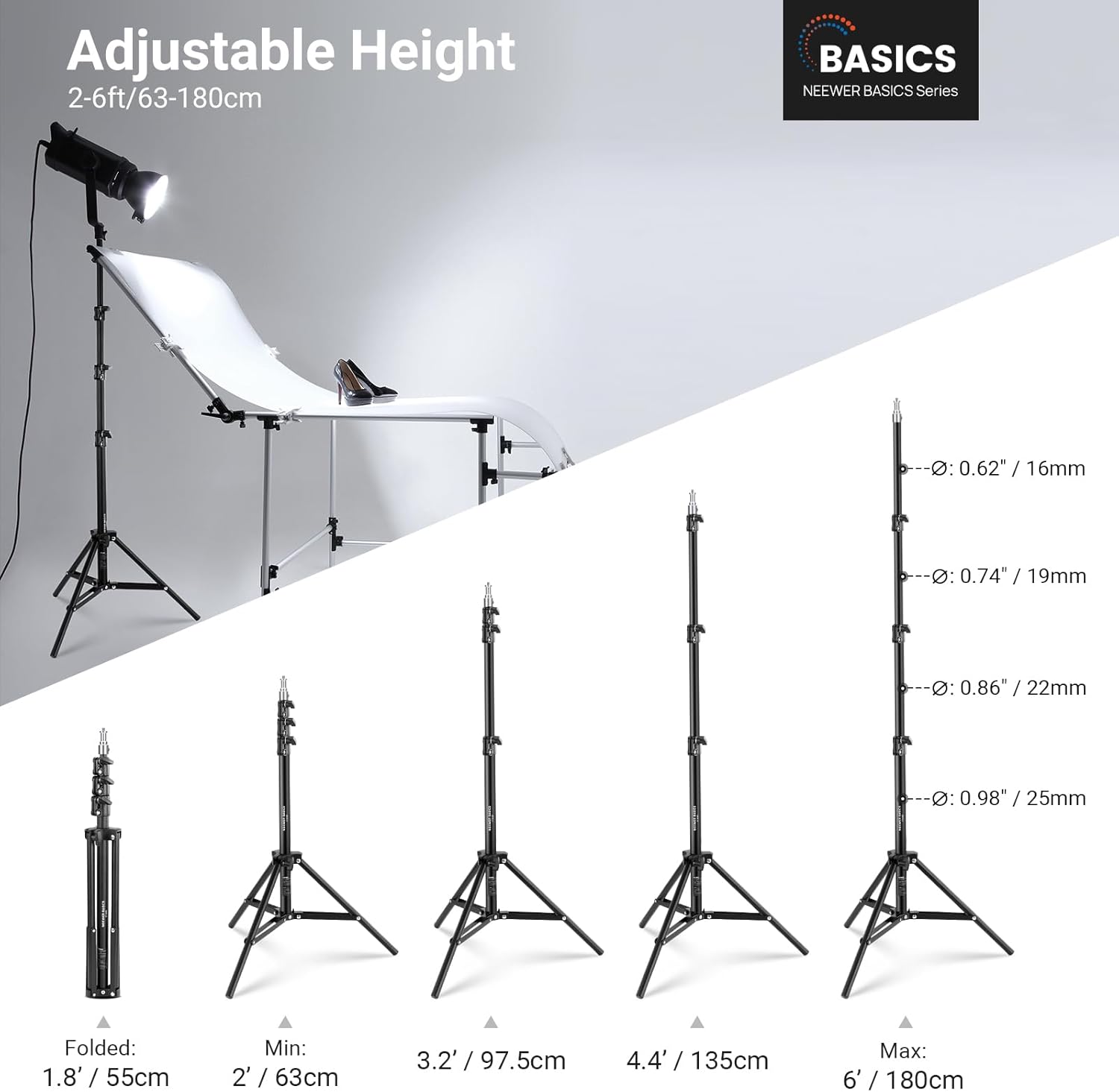 NEEWER Basics 6ft/180cm Photog - Photography Lighting Basics ulasan dan harga